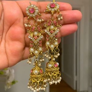 Pink Indian earrings